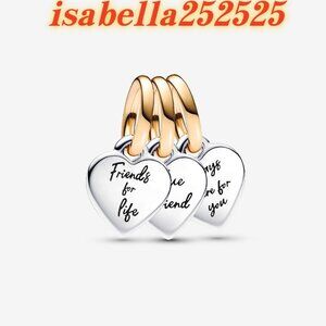Pandora Two-tone Splittable Friendship Triple Dangle Charm|Two-tone